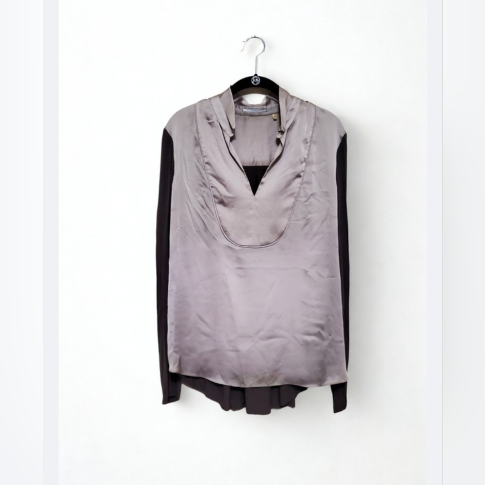 T. Tahari Vintage Two-tone Blouse, Size L